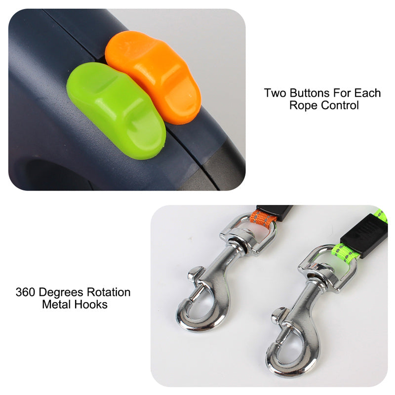 Built In Light Tangle Free Dual Dog Walking Leash