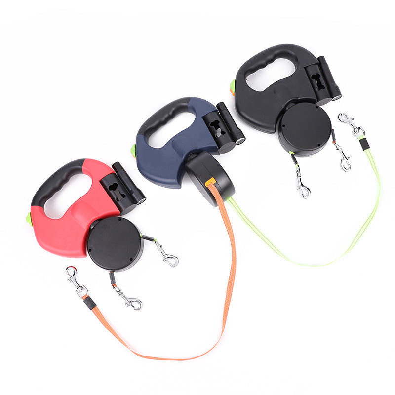 Built In Light Tangle Free Dual Dog Walking Leash